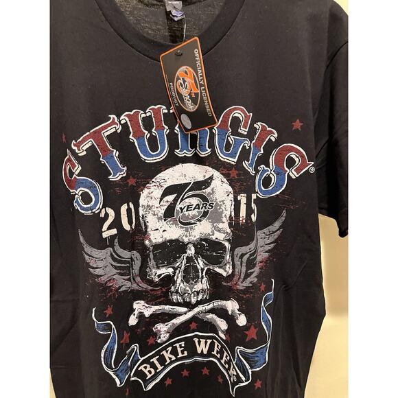 2015 Sturgis 75th Anniversary T Shirt Motorcycle Rally South Dakota‎ Size Large - Picture 2 of 7